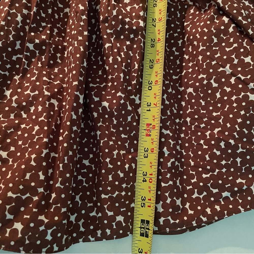 J Crew Mini Dress 14 Brown Floral Drop Waist Cotton Poplin BR400 Cottagecore NWT - Picture 15 of 15